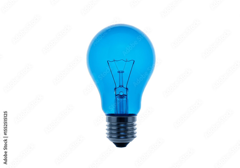 Isolated Blue Light Bulb Powering Ideas in Transparent Background Isolated Blue Light Bulb Powering Ideas in Transparent Background