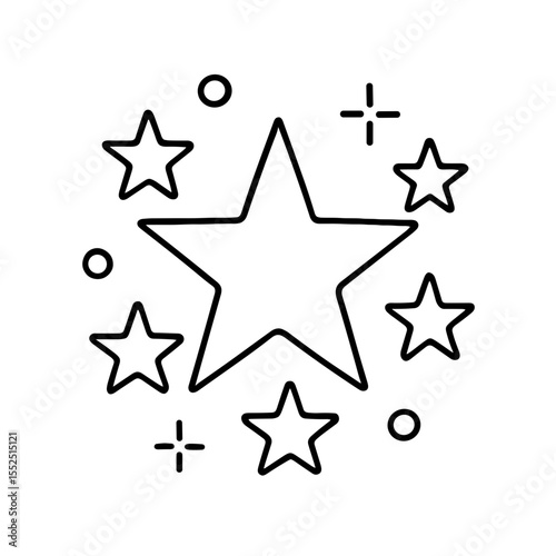 Star cluster icon with sparkles in outline style