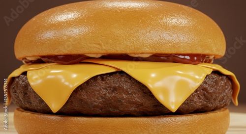 Juicy Cheeseburger Perfection: A Close-Up of Melted Cheese and Savory Patty