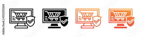 Secure Checkout Multi Style Icon Set Vector 