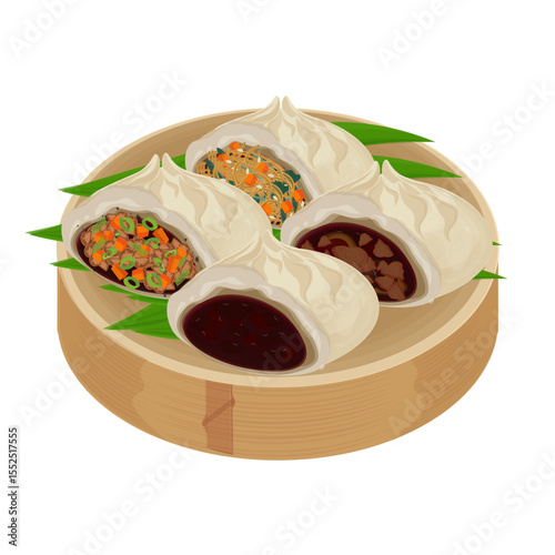 Vector Illustration Logo Clipart Steamed bun Korean pao or Hoppang