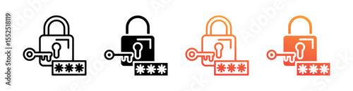 Password Multi Style Icon Set Vector 