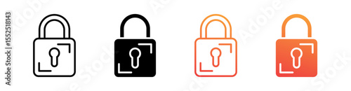 Padlock Multi Style Icon Set Vector 