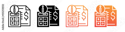 Tax Information Multi Style Icon Set Vector 
