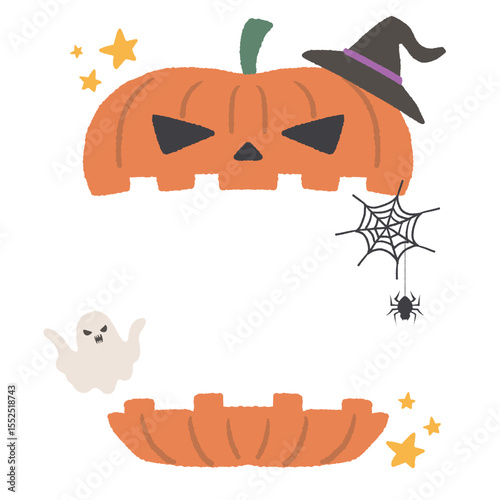 ハロウィンとジャックオランタンと可愛いカボチャのイラスト
