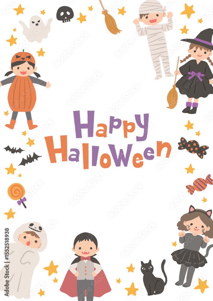 Fototapeta premium ハロウィンのかわいいイラストのフレーム