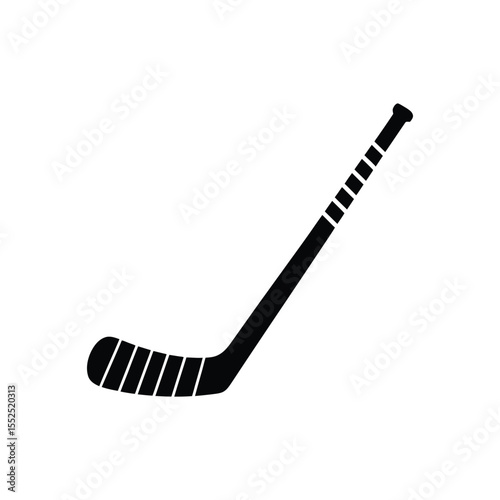 Black Ice Hockey Stick Icon: Sport Equipment Silhouette for Games and Winter Sports

