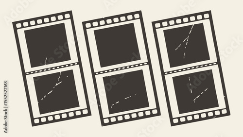 Vintage filmstrip and photo frame borders evoke classic photography and movie art