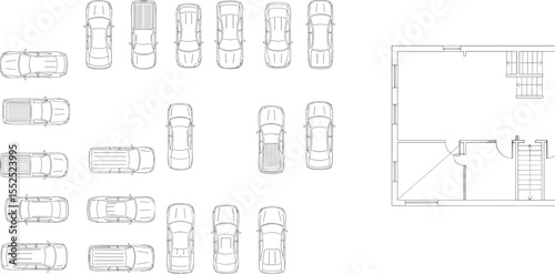 Vector drawing blueprint of house and building with construction and medical business design elements flat vector illustration