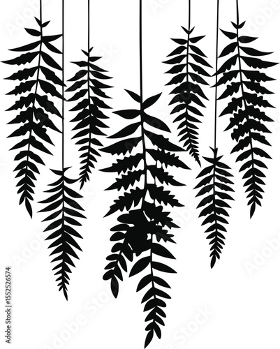 Tropical Leaves and Botanical Bouquets Silhouettes, Jungle Plant, Palm Leaf, and Foliage Vector Collection