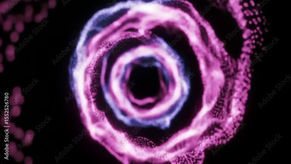 Abstract Animated Tunnel of Glowing Pink and Purple Energy Particles
