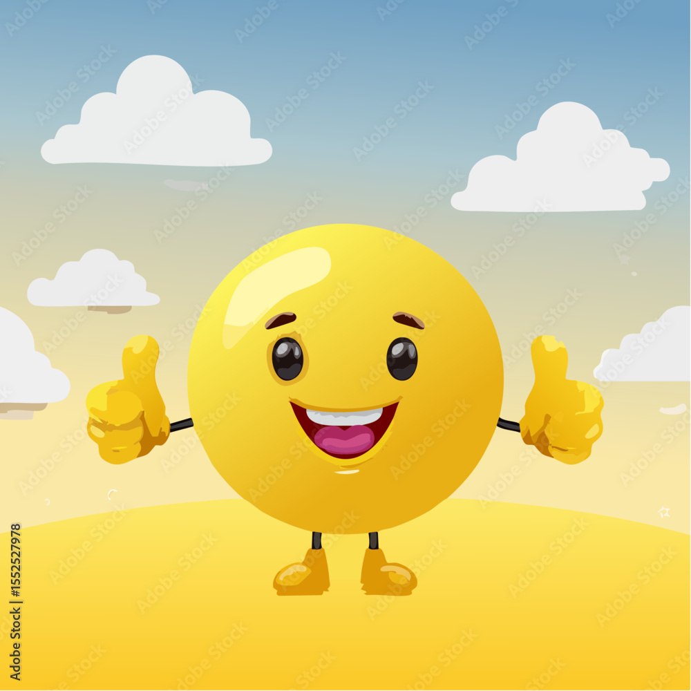 A Yellow Emoticon: A Happy Face with Thumbs Up 23