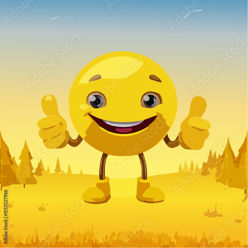 A Yellow Emoticon: A Happy Face with Thumbs Up 25
