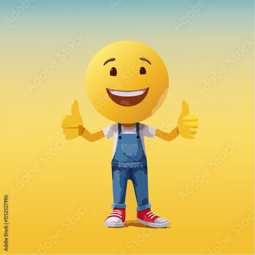 A Yellow Emoticon: A Happy Face with Thumbs Up 19