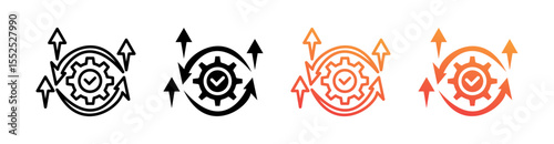 Process Optimization Multi Style Icon Set Vector 