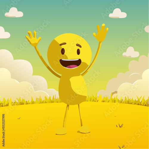 A Yellow Emoticon: A Happy Face with Arms in the Air 18
