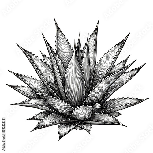 Isolated Illustration of Agave Plant Succulent Botany on Transparent Background