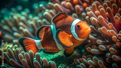 Male Clownfish in Vibrant Coral Reef Habitat