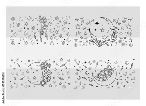 16oz Soccer Libbey Floral Moon Can glass svg, Floral Can, Moon lover Glass Cup, Crescent Moon With Flower Wrap, Luna can, Full wrap Can Glas