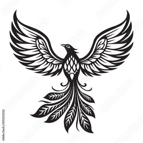 Tribal Phoenix Bird Vector – Mythical Firebird Tattoo Design