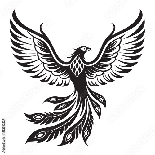 Tribal Phoenix Bird Vector – Mythical Firebird Tattoo Design