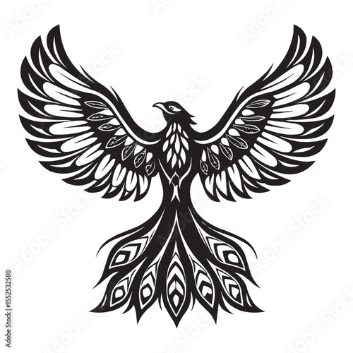 Tribal Phoenix Bird Vector – Mythical Firebird Tattoo Design