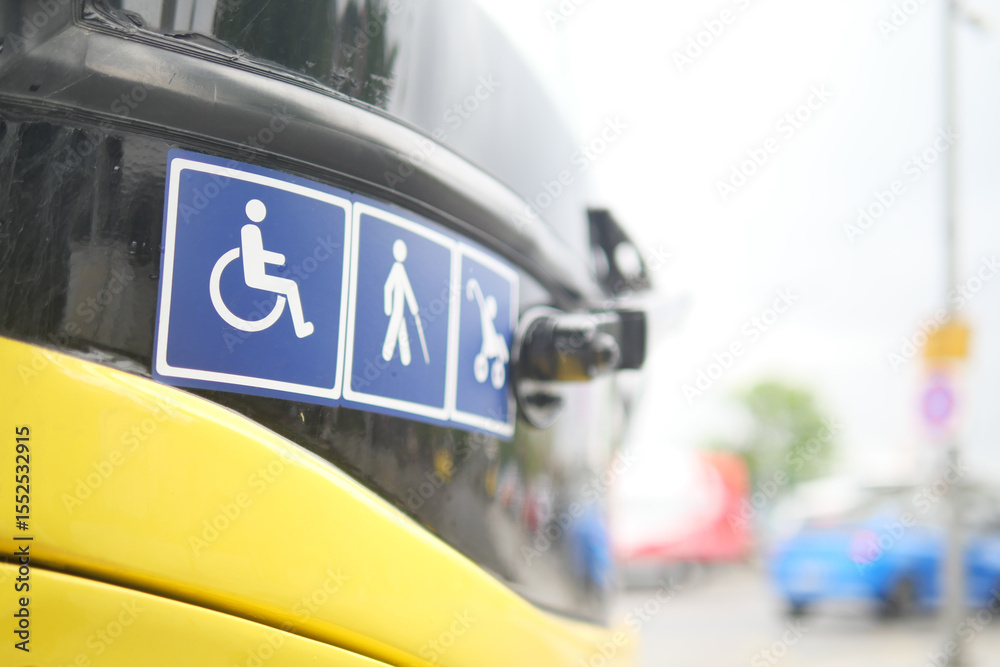 Obraz premium Accessible signage displayed on a public transport vehicle