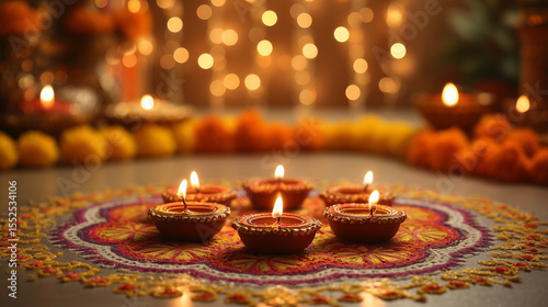 Diwali candles and decorations