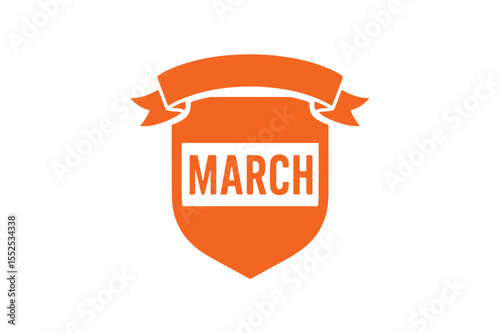 orange march badge silhouette vector art illustration on white background