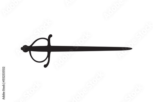 17th century sword silhouette vector art illustration on white background