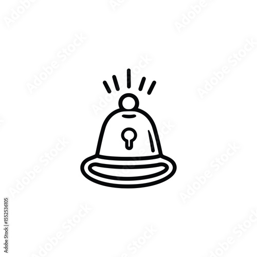 Alert Symbol Isolated Bell Outline with Transparent Background Design Element