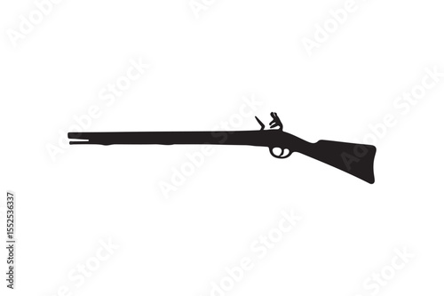 flintlock gun silhouette vector art illustration on white background