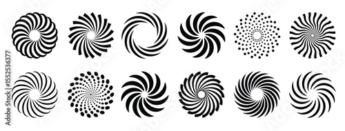 Different Shapes circle. Modern Abstract Background. Spiral Logo