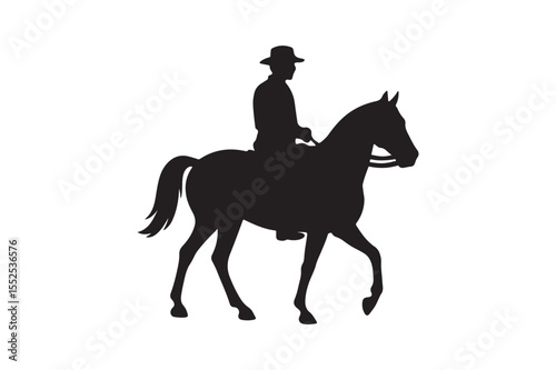 horseman silhouette vector art illustration on white background