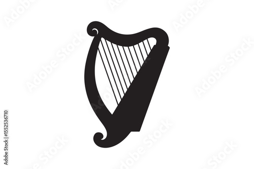 irish harp silhouette vector art illustration on white background