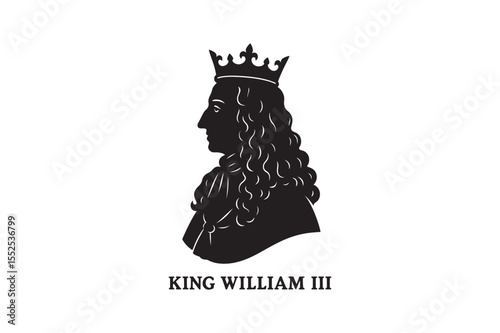 king william iii silhouette vector art illustration on white background