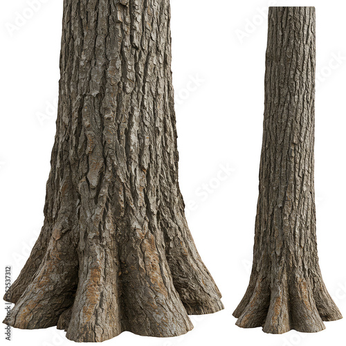 Isolated Tree Trunks with Natural Bark Wood Grain Texture Abstract