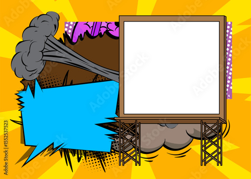 Cartoon Billboard, comic book Frame. Retro vector comics pop art design.