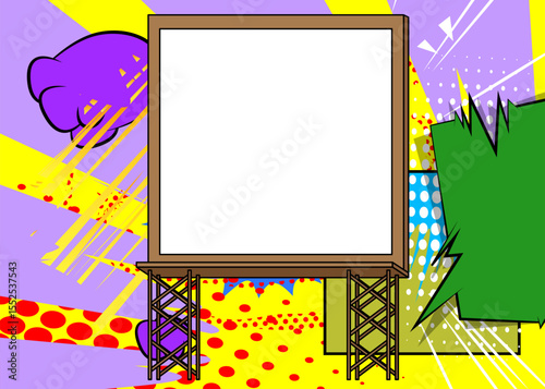 Cartoon Billboard, comic book Frame. Retro vector comics pop art design.