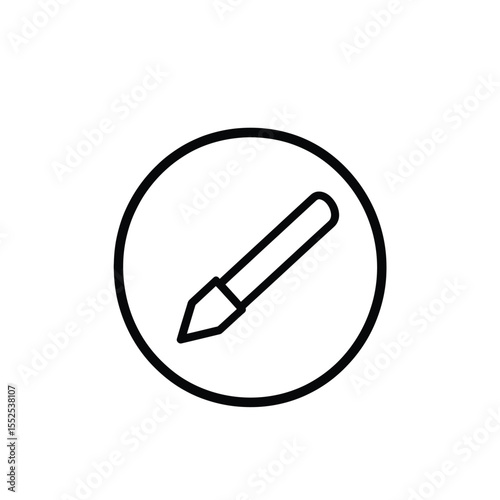 Black Line Edit Tool Silhouette Icon Symbol Sign in Circle on White Background