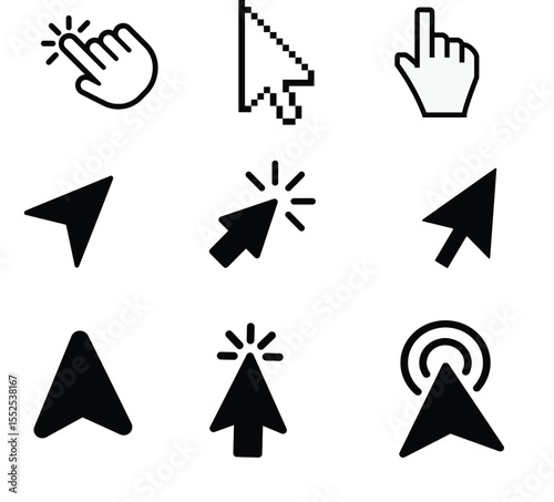 cursor pointer click vector set.