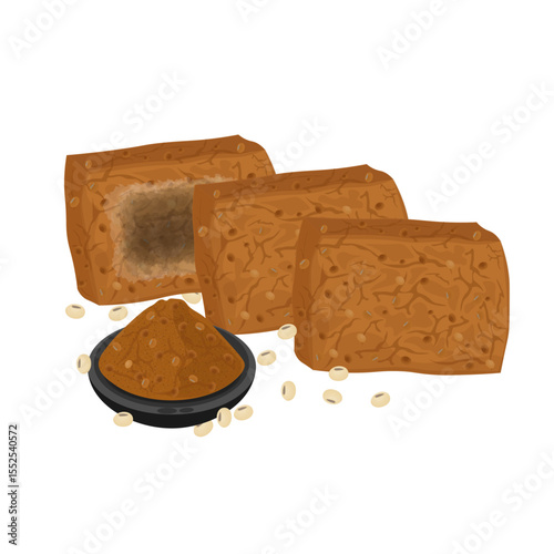 Vector Illustration Logo Clipart Korean Doenjang Fermented Soybean Paste or Meju