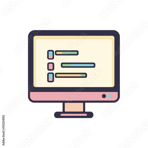 Colorful Monitor Displaying Progress Bars for Projects or Tasks in a Checklist Format