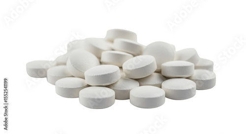 White Pills Medication Isolated Transparent Background Pharmaceutical Product