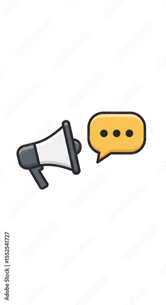 Fototapeta premium Pixel Art Megaphone And Speech Bubble Isolated on Transparent Background