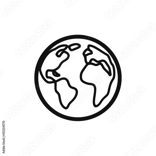 Earth Hand Drawn Outline Icon. World Sketch on Transparent Background. Globe
