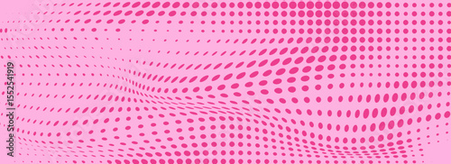 Pink halftone pattern. Retro comic gradient background. Rose pixelated dotted texture overlay. Cartoon pop art faded gradient pattern. Vector backdrop for poster, banner, advertisement