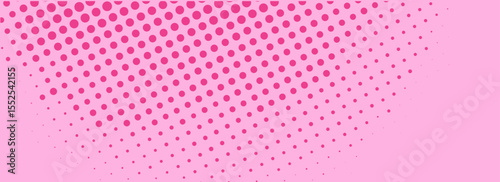 Pink halftone pattern. Retro comic gradient background. Rose pixelated dotted texture overlay. Cartoon pop art faded gradient pattern. Vector backdrop for poster, banner, advertisement