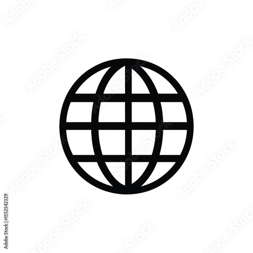 Globe Earth Outline Transparent Icon, Global Sphere Grid Network Symbol Flat Design