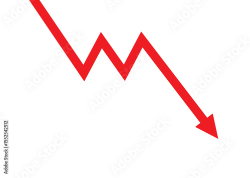 red arrow business graph make perfect double top formation before falling down represent extreme loss and economic recession